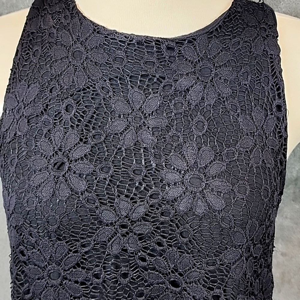 Ginger G Black Floral Lace Mini Dress Size M - Picture 2 of 5